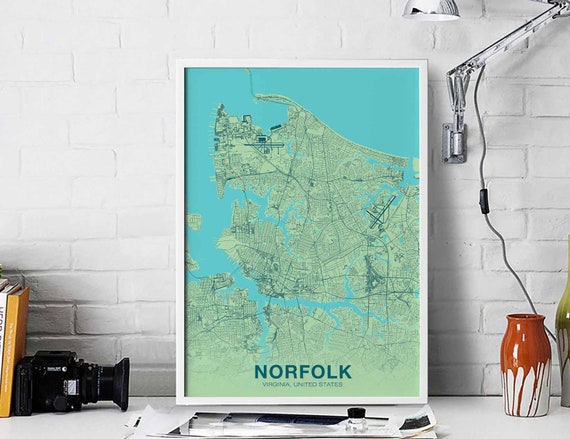 Norfolk Virginia Va Usa Poster Color Hometown City Print Modern Home Decor Office Decoration Wall Art Dorm Bedroom Gift