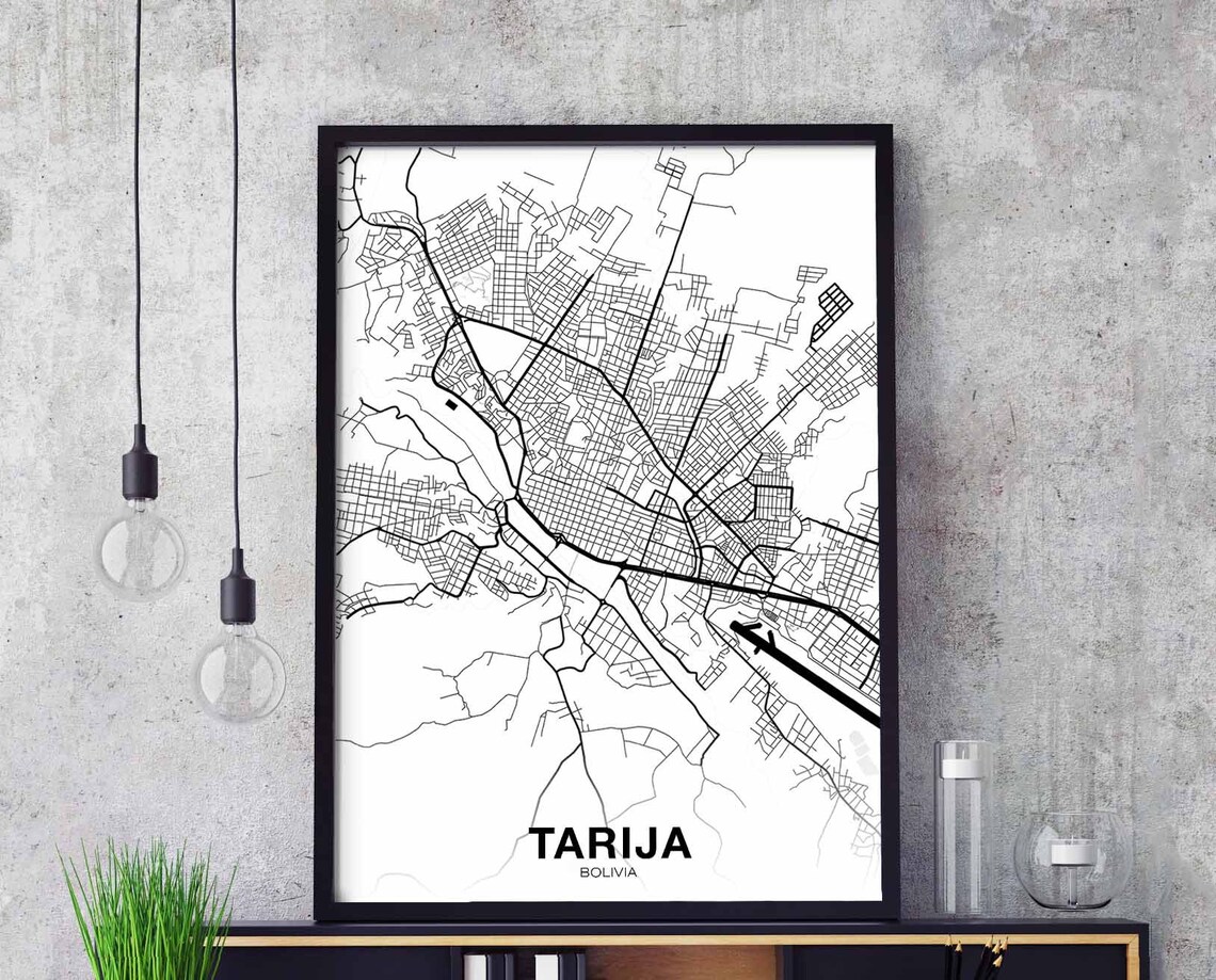 Tarija Bolivia Map Poster, Modern Home Decor