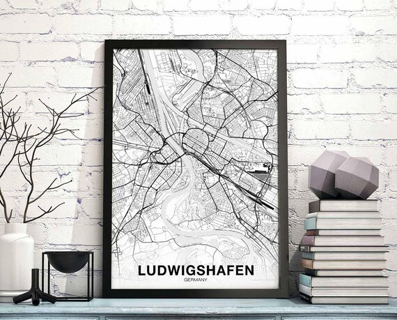 Ludwigshafen Germany Map Poster Hometown City Print Modern Home Decor Office Decoration Wall Art Dorm Bedroom Gift