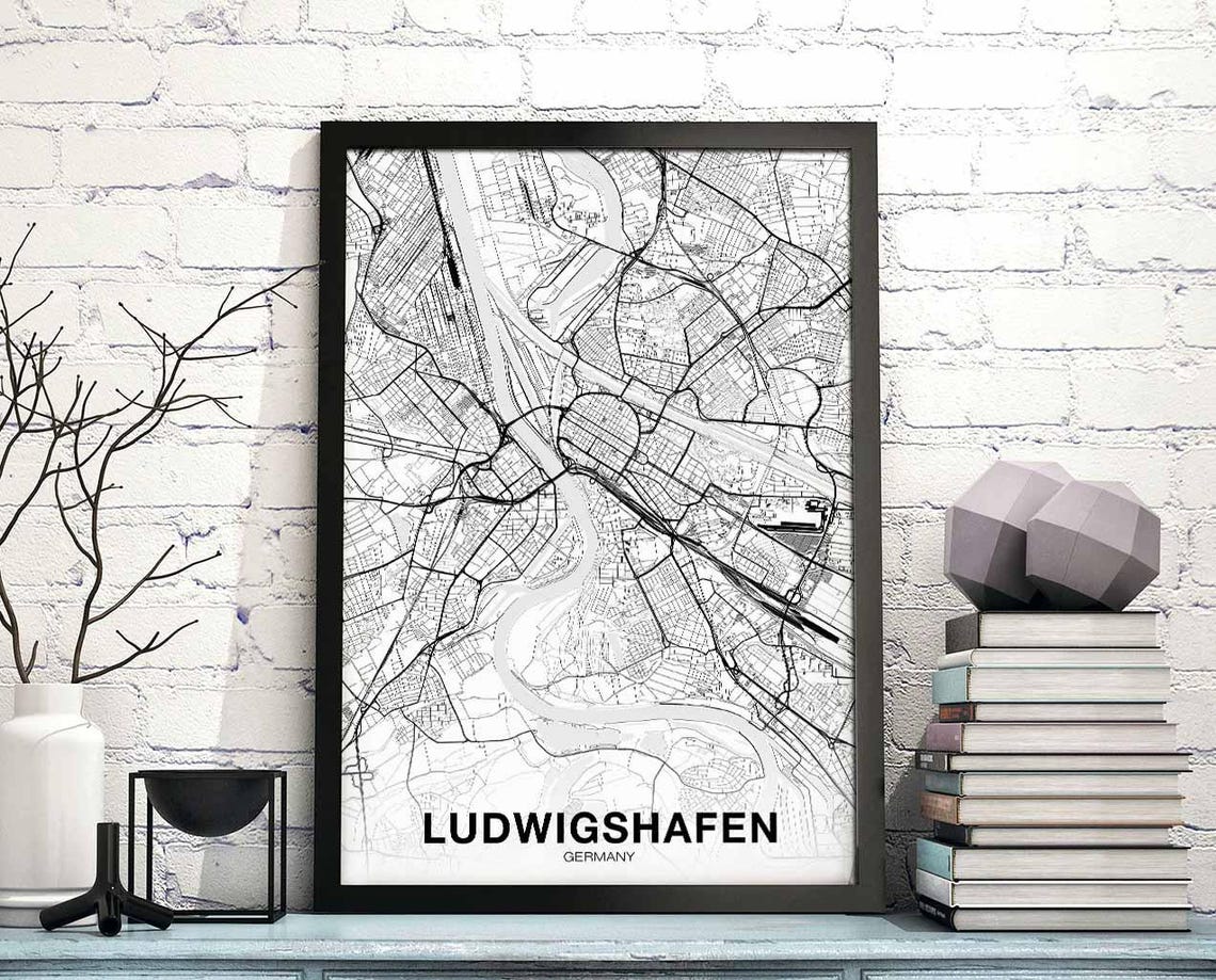 Ludwigshafen Germany Minimalist White City Map Hometown Poster