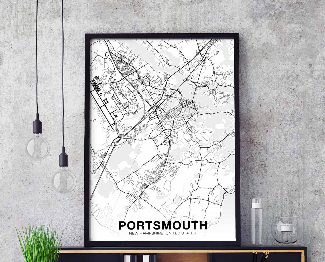 Portsmouth New Hampshire Map Poster, Modern City Print