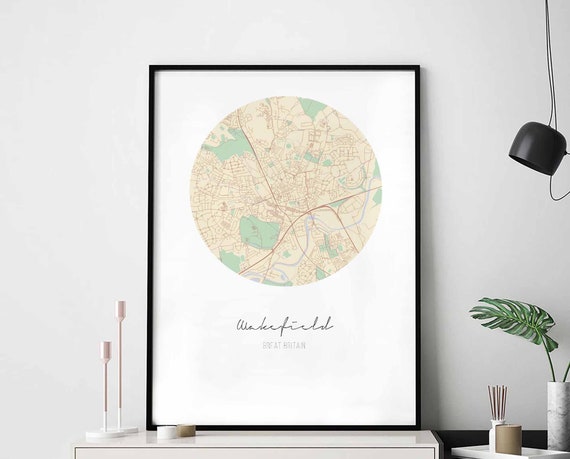 Wakefield Great Britain Uk Map Poster Wall Decor Design Modern Minimal Nordic Travel Bedroom Home Art Vintage Retro Dorm Nursery