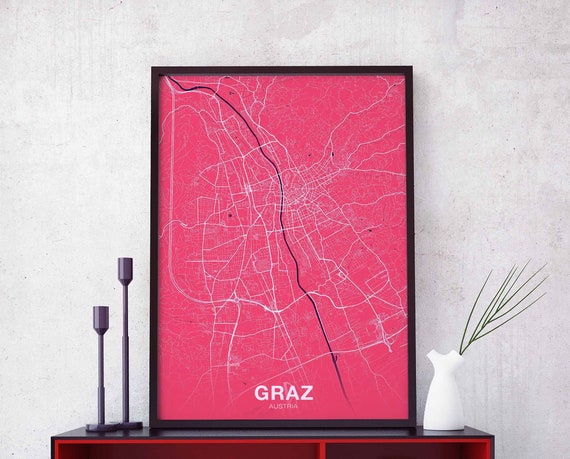 Graz Austria Poster Color Hometown City Print Modern Home Decor Office Decoration Wall Art Dorm Bedroom Gift