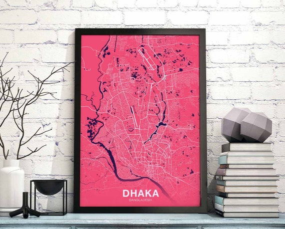 Dhaka Bangladesh Poster Color Hometown City Print Modern Home Decor Office Decoration Wall Art Dorm Bedroom Gift