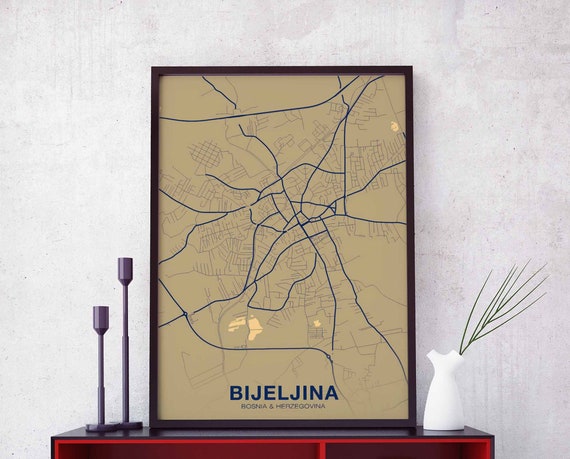 Bijeljina Bosnia Herzegovina Poster Color Hometown City Print Modern Home Decor Office Decoration Wall Art Dorm Bedroom Gift