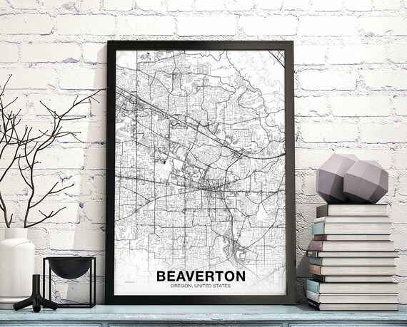 Beaverton Oregon Or Us Map Poster Black White Hometown City Print Modern Home Decor Office Decoration Wall Art Dorm Bedroom Gift