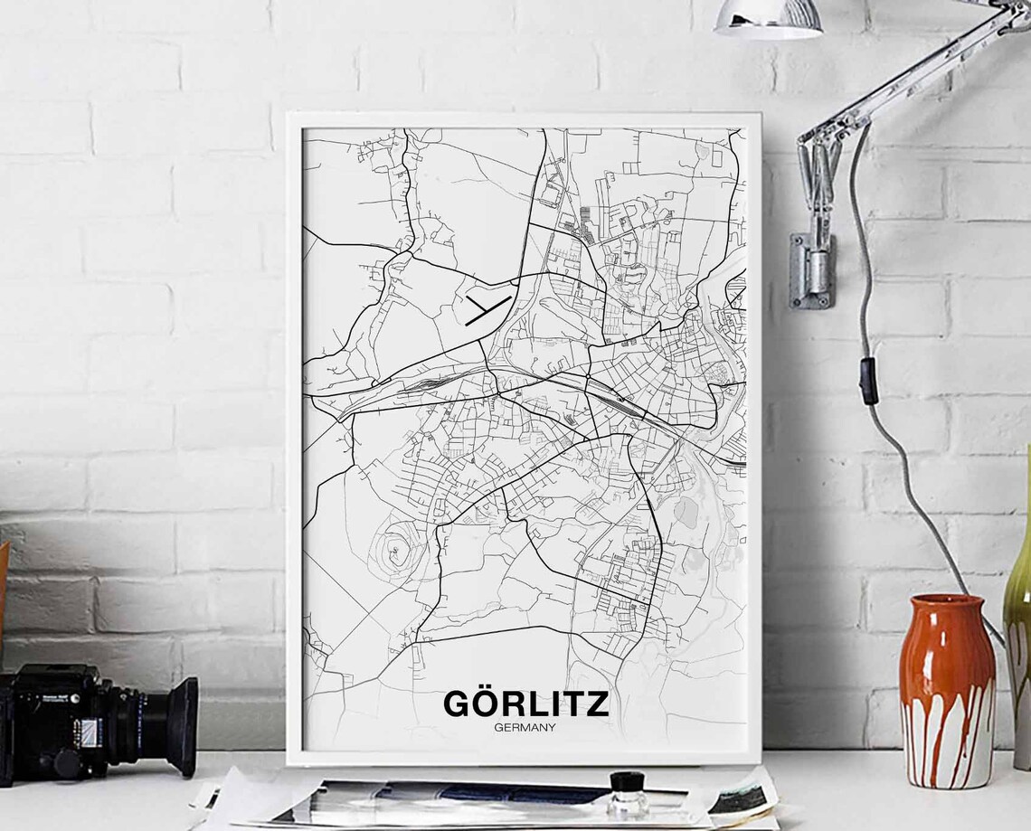 Gorlitz Goerlitz Germany Map Poster, Modern Print