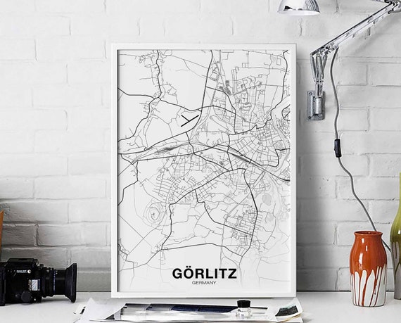 Gorlitz Goerlitz Germany Map Poster, Modern Print