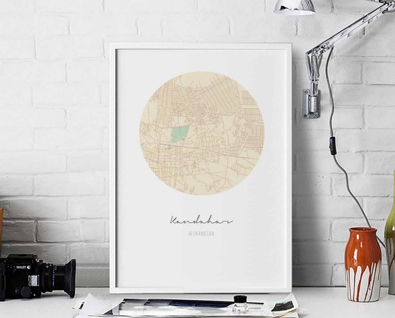 Kandahar Afghanistan Map Poster Wall Decor Design Modern Minimal Nordic Travel Bedroom Home Art Vintage Retro Dorm Nursery Housewarming