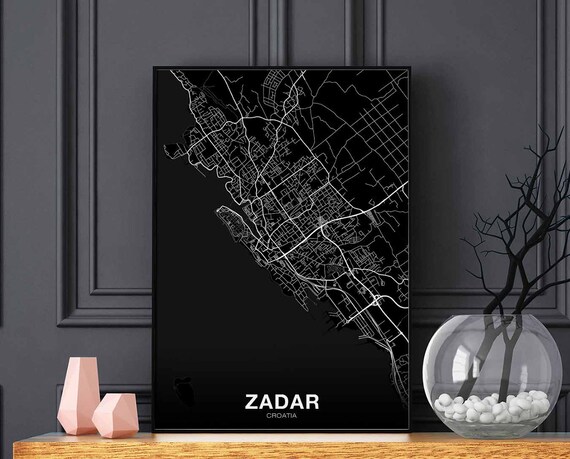 Zadar Croatia Map Poster, Modern Home Decor