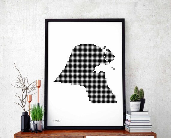 Kuwait Minimal Dots Retro Map Poster