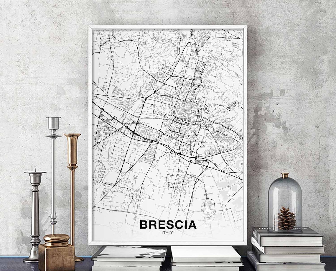 Brescia Italy Map Poster, Modern Home Decor