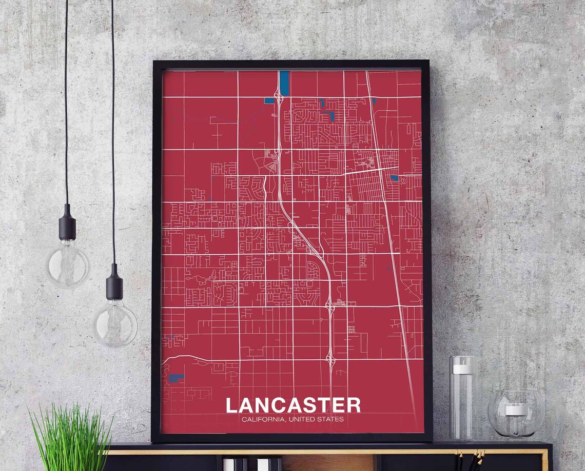 Lancaster CA USA Poster, Modern City Art Print