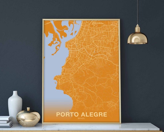 Porto Alegre Brazil Poster Color Hometown City Print Modern Home Decor Office Decoration Wall Art Dorm Bedroom Gift