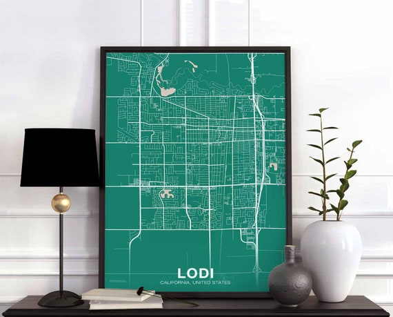 Lodi Ca Usa Poster Color Hometown City Print Modern Home Decor Office Decoration Wall Art Dorm Bedroom Gift