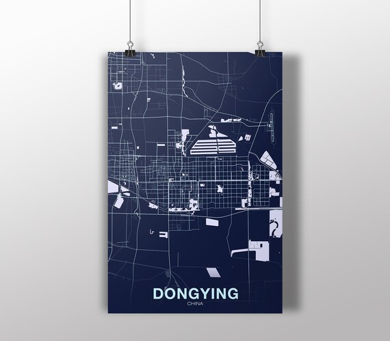Dongying China Map Poster Color Hometown City Print Modern Home Decor Office Decoration Wall Art Dorm Bedroom Gift