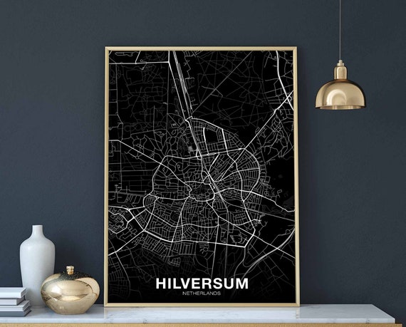 Hilversum Netherlands Map Poster, Modern Home Decor