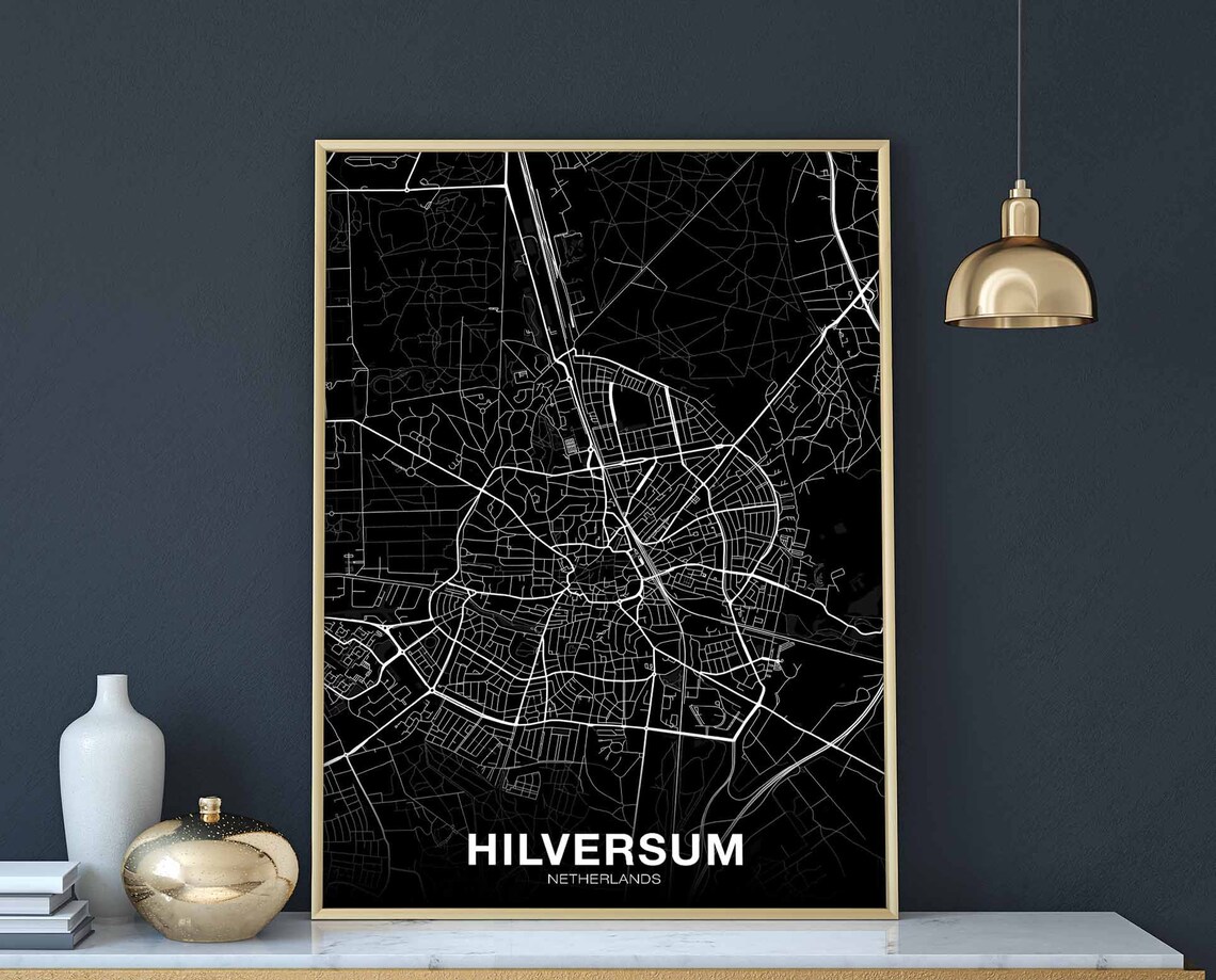 Hilversum Netherlands Map Poster, Modern Home Decor