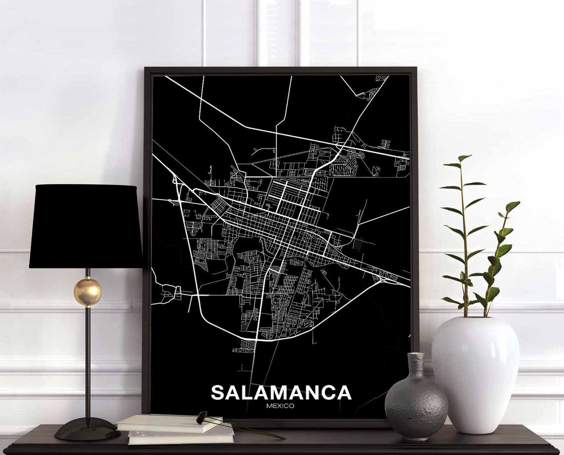 Salamanca Mexico City Map Black Minimalist Hometown Street Poster
