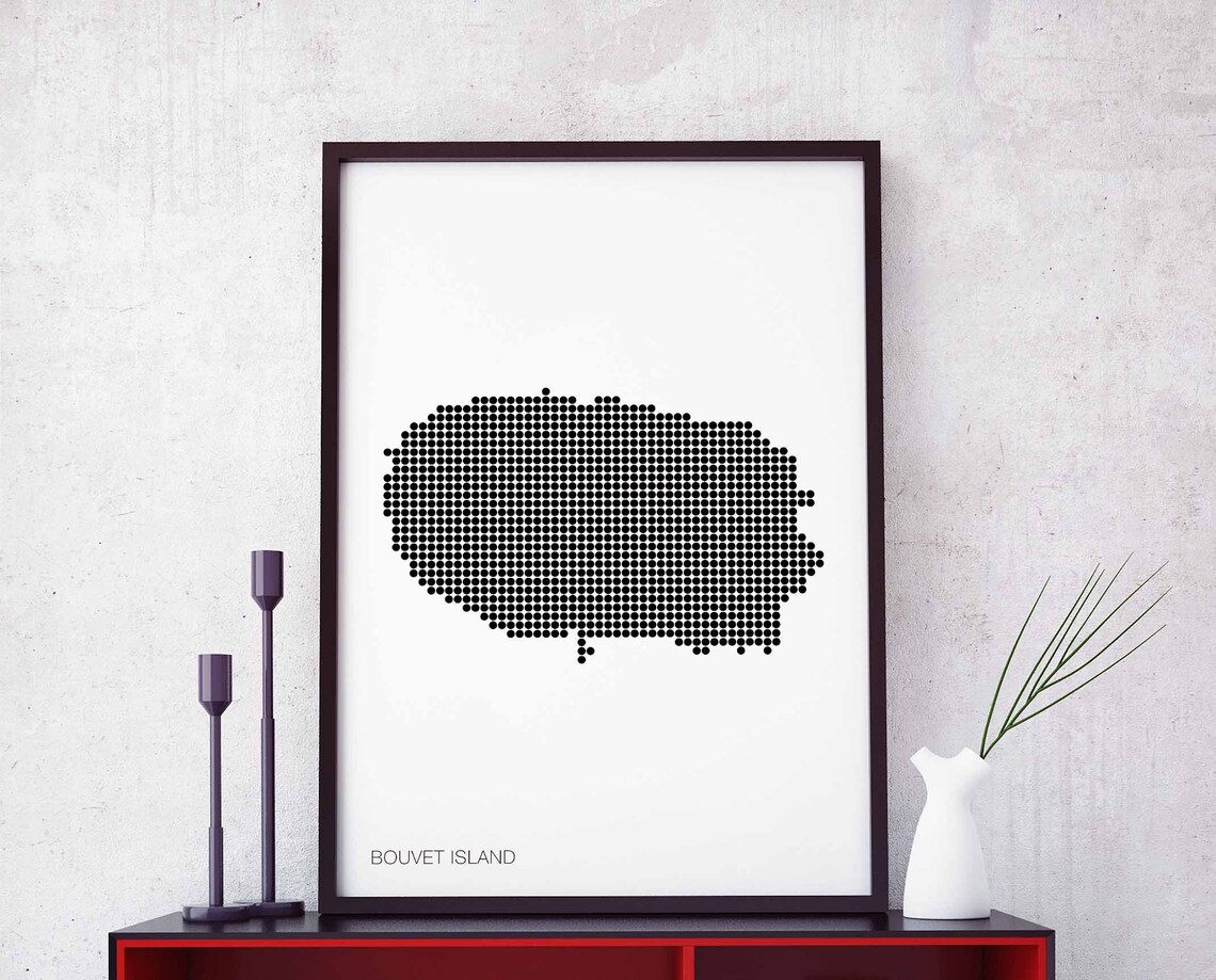 Bouvet Island Minimal Dots Retro Map Poster