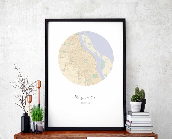 Rosario Argentina Map Poster Wall Decor Design Modern Minimal Nordic Travel Bedroom Home Art Vintage Retro Dorm Nursery Housewarming