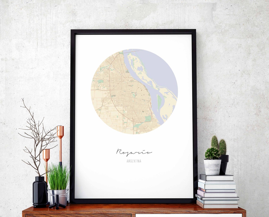 Rosario Argentina Circle Map Poster Minimalist Round City Art