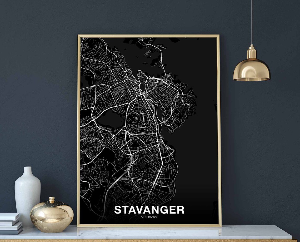 Stavanger Norway Map Poster, Modern Home Decor