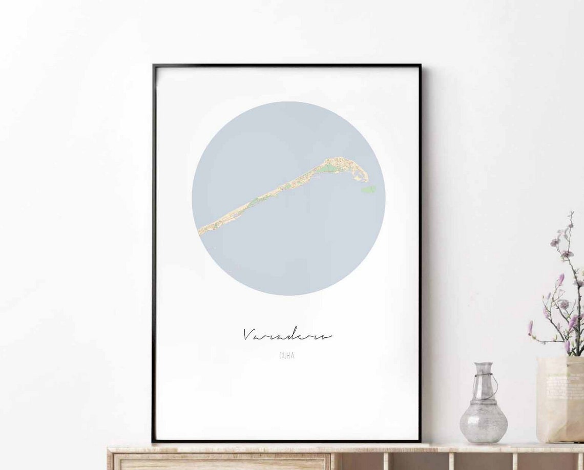 Varadero Cuba Round Map Minimalist Coastal Circle Art Poster