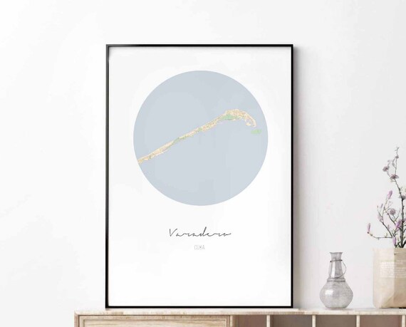 Varadero Cuba Round Map Minimalist Coastal Circle Art Poster