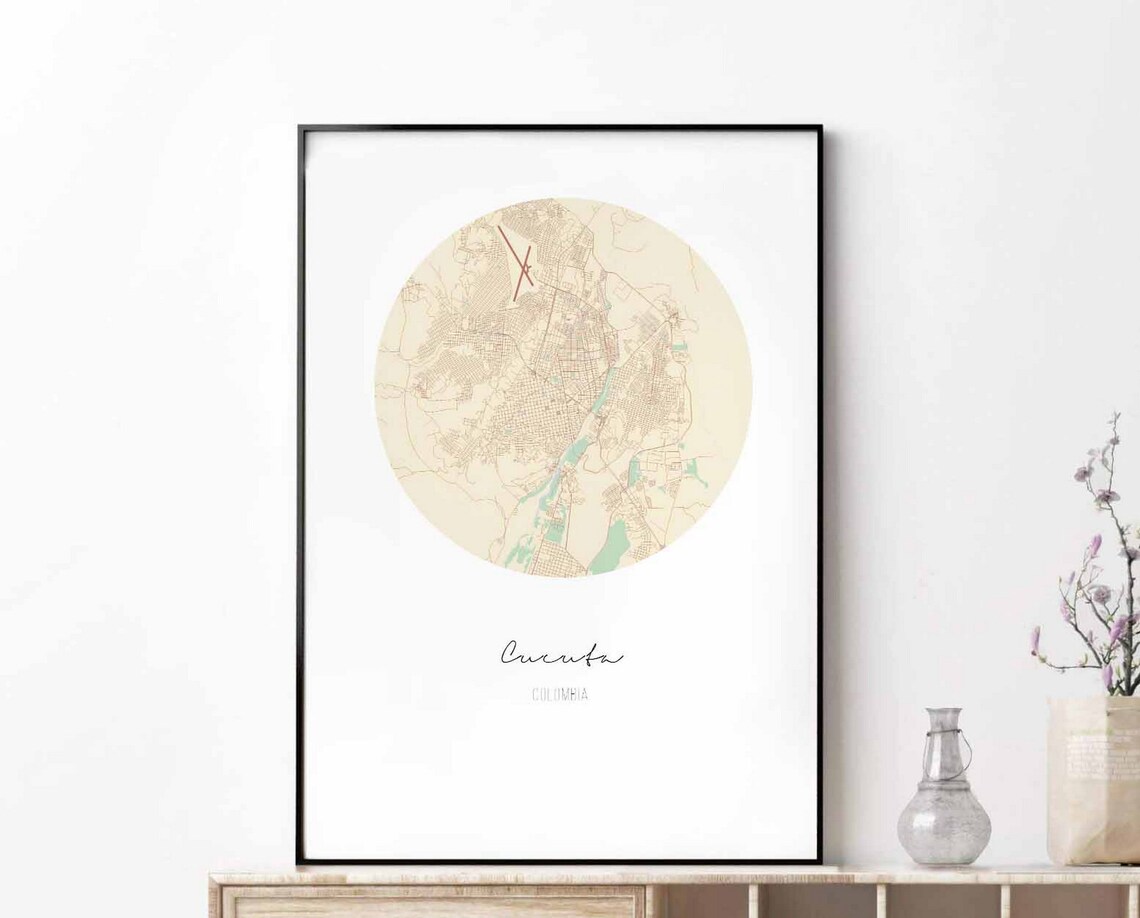 Cucuta Colombia Map Poster, Modern Minimal Nordic