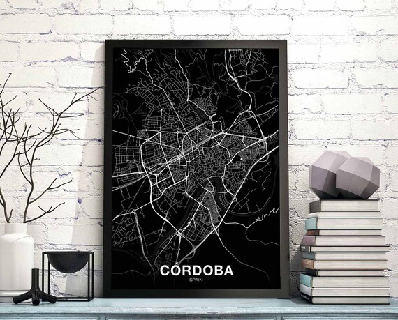 Cordoba Spain Map Poster Black White Hometown City Print Modern Home Decor Office Decoration Wall Art Dorm Bedroom Gift
