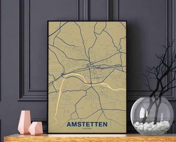 Amstetten Austria Poster Color Hometown City Print Modern Home Decor Office Decoration Wall Art Dorm Bedroom Gift