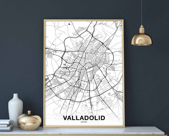 Valladolid Spain Map Poster, Modern Travel Print