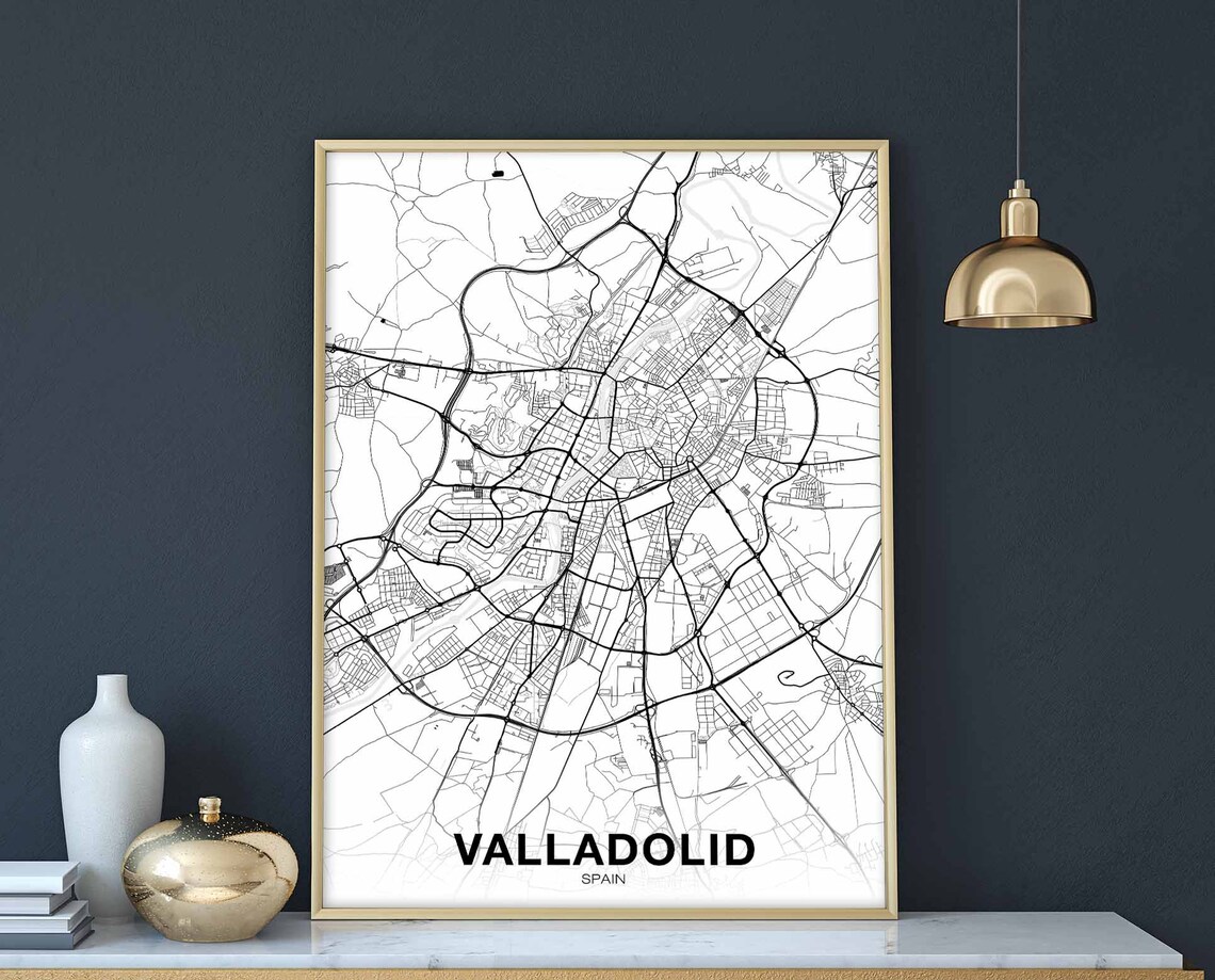 Valladolid Spain Map Poster, Modern Travel Print