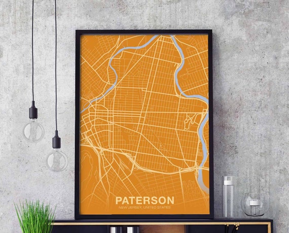 Paterson New Jersey Nj Usa Poster Color Hometown City Print Modern Home Decor Office Decoration Wall Art Dorm Bedroom Gift