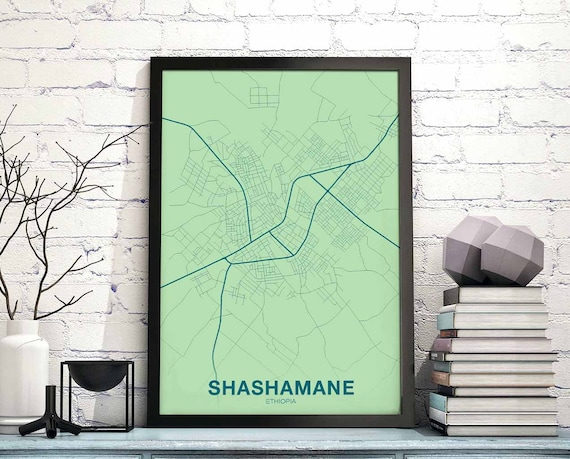 Shashamane Ethiopia Map Poster Color Hometown City Print Modern Home Decor Office Decoration Wall Art Dorm Bedroom Gift