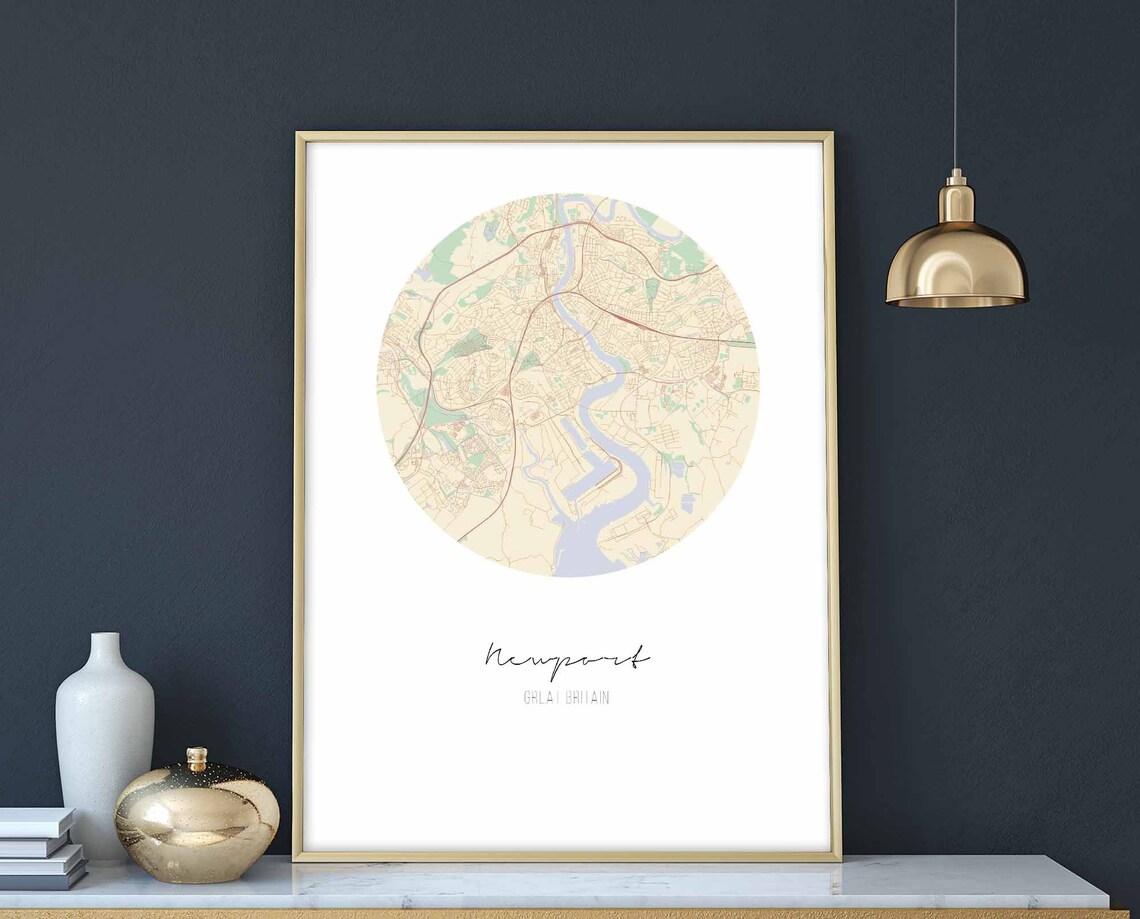 Newport Great Britain UK Map Poster, Modern Minimal