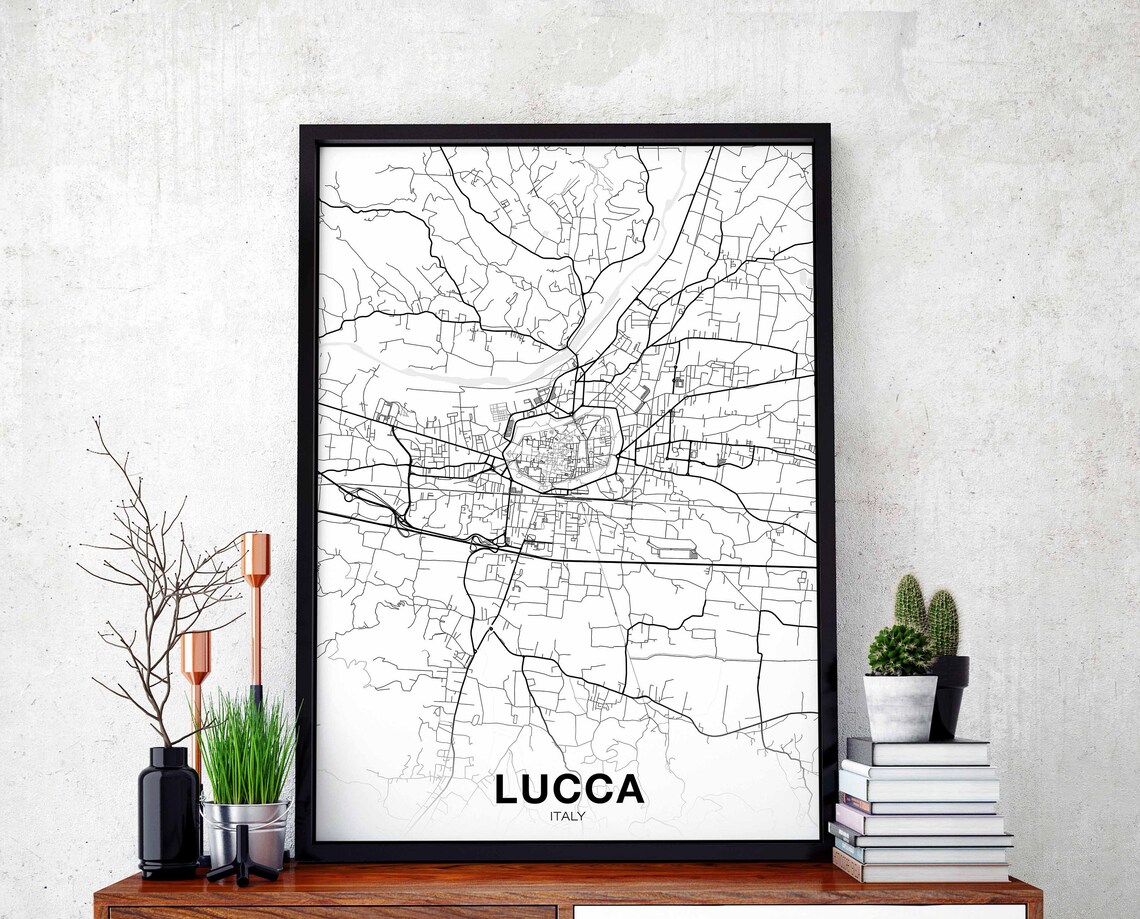 Lucca Italy Map Poster, Modern Home Decor