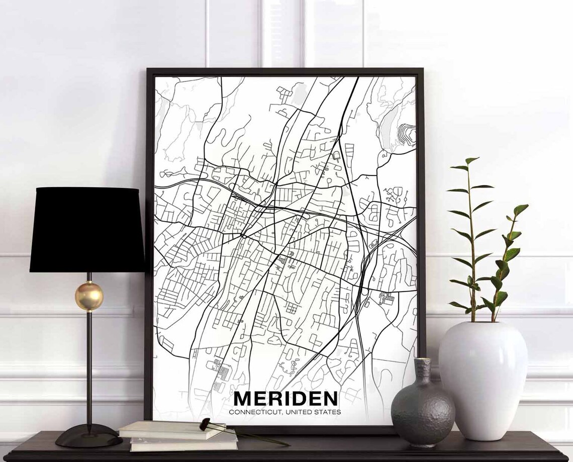 Meriden Connecticut CT USA Map Poster