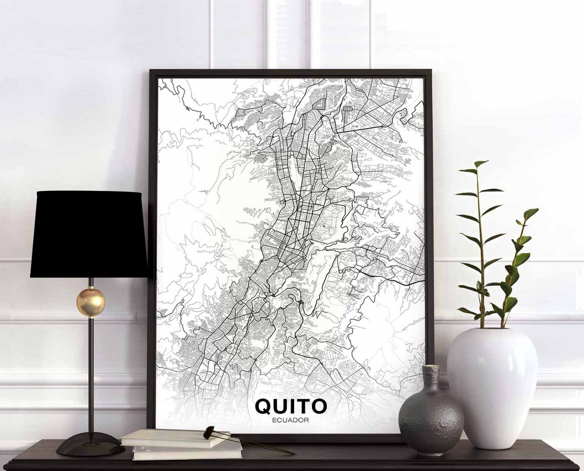 Quito Ecuador Map Poster, Modern Home Decor