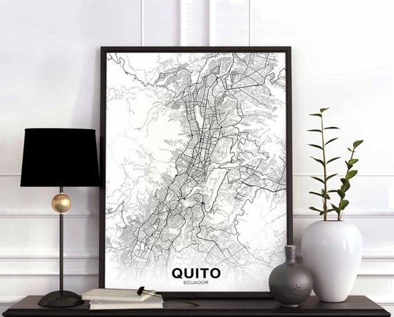 Quito Ecuador Map Poster, Modern Home Decor