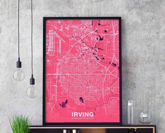 Irving Texas Tx Usa Poster Color Hometown City Print Modern Home Decor Office Decoration Wall Art Dorm Bedroom Gift