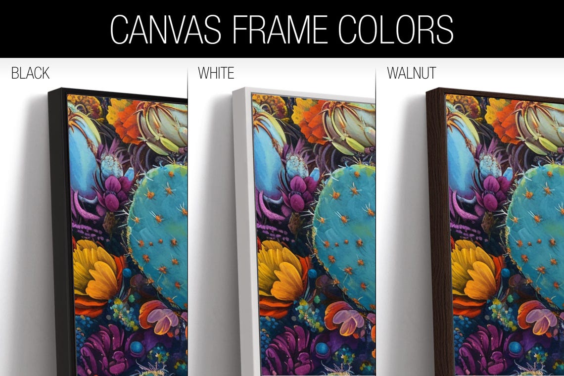 Desert Cactus Bloom Panoramic Vibrant Orange Purple Flowers Wall Art - Image 2