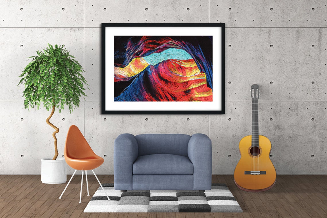 Arizona Arches Southwest Print Cave Painting Print Desert Wall Art Impressionist Art - Image 4