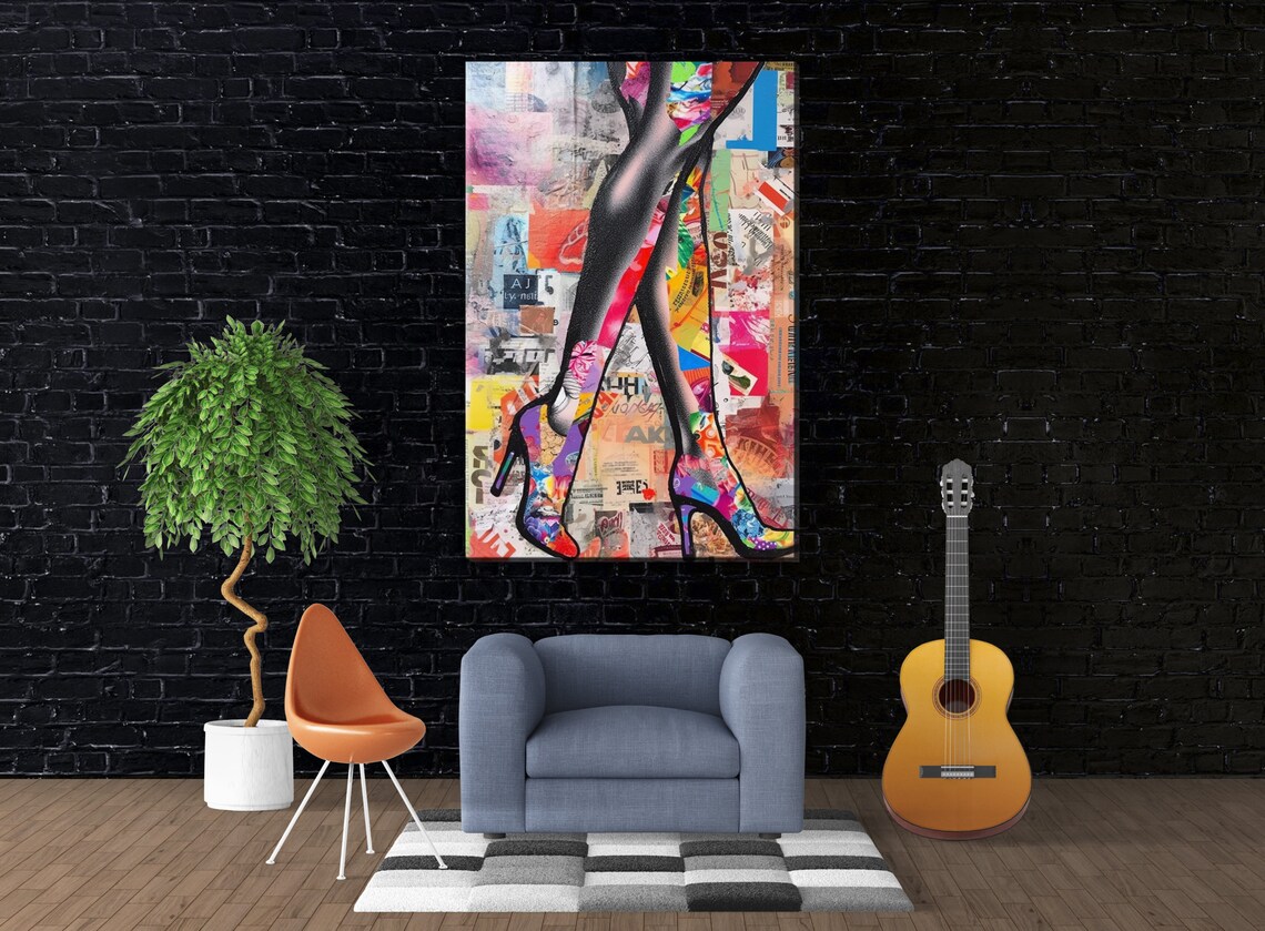 Womans Legs Colorful High Heels Pop Art Collage Fashion Poster - Image 3