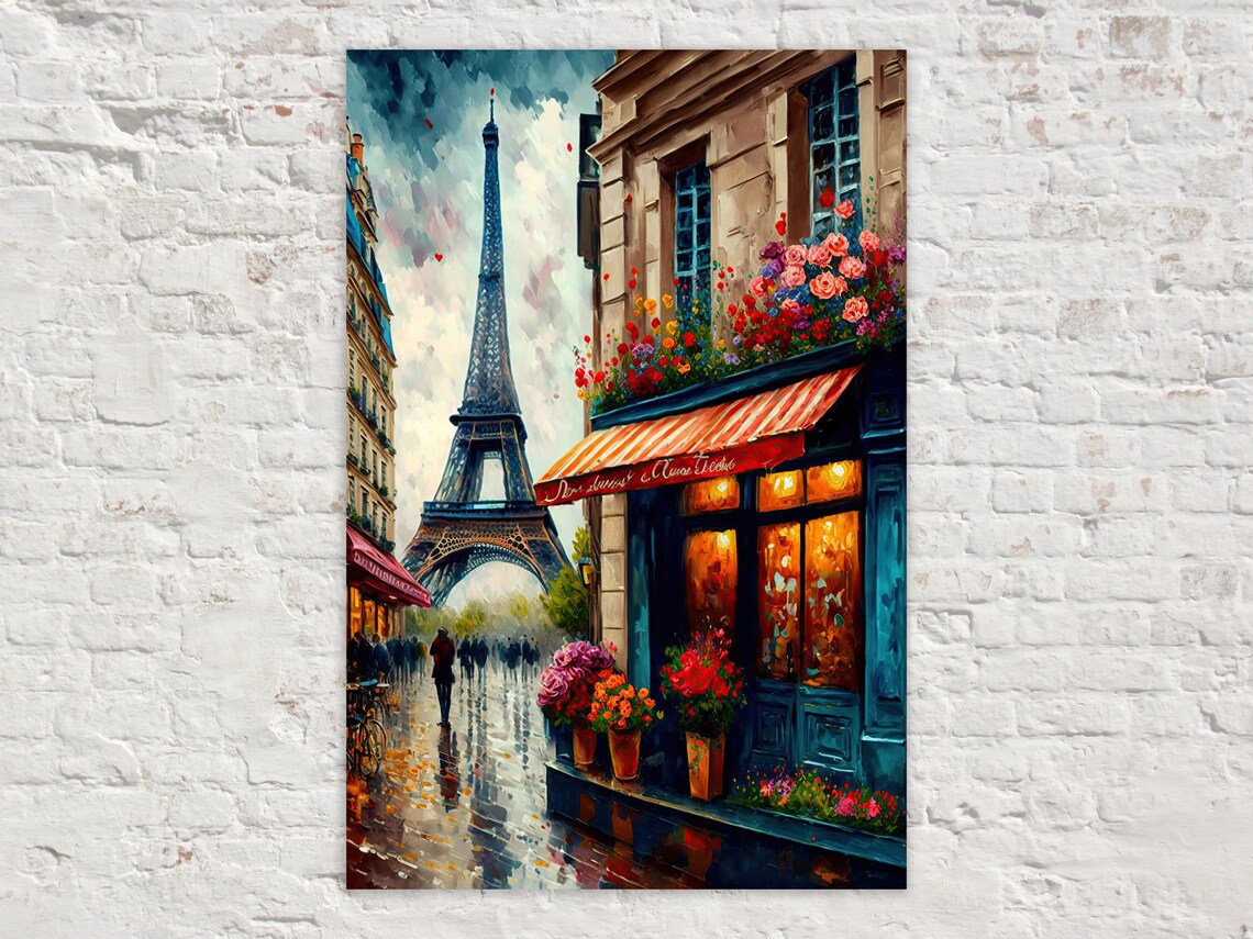 French Bistro Paris Street Scene, Travel Poster