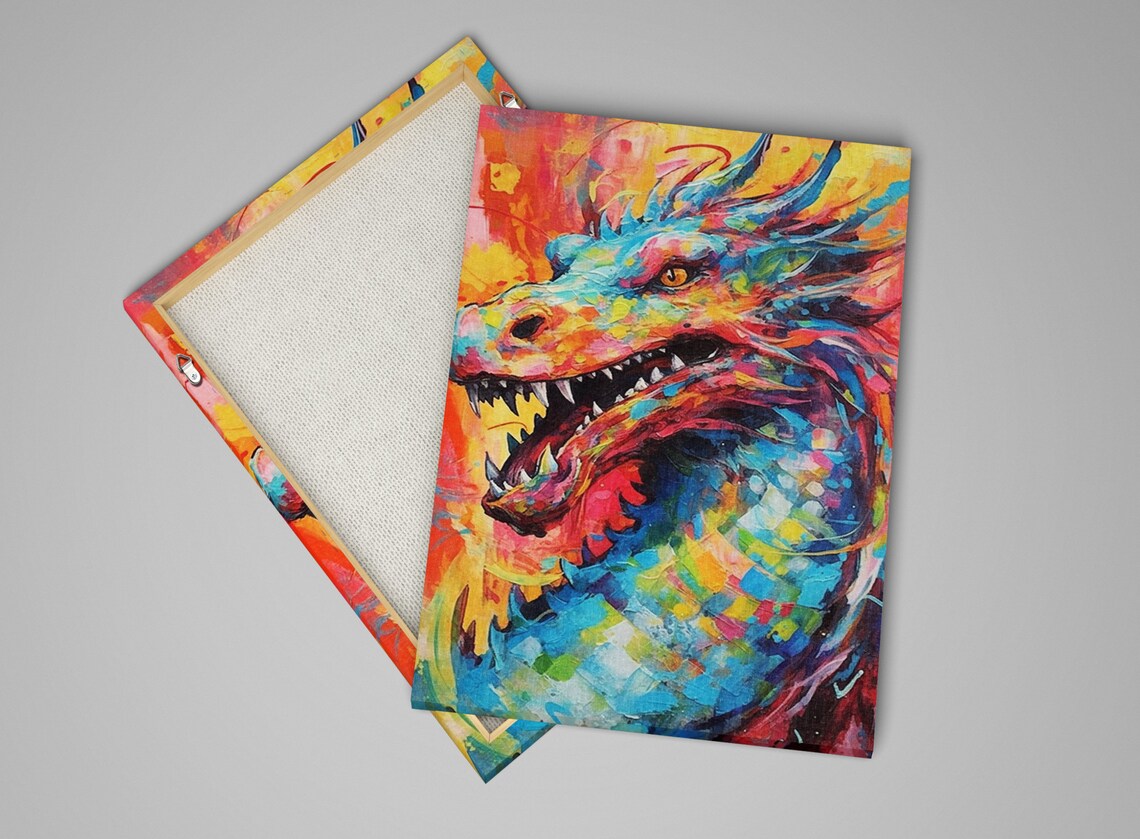 Enchanting Dragon Pop Art Painting, Fantasy Art Print - Image 5