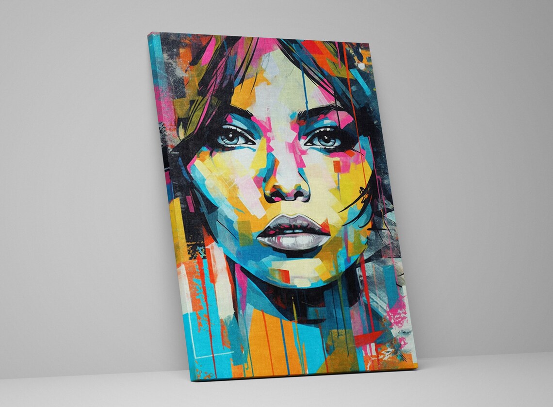 Colorful Woman Face Pop Art Portrait Paint Drip Fashion Poster - Image 5