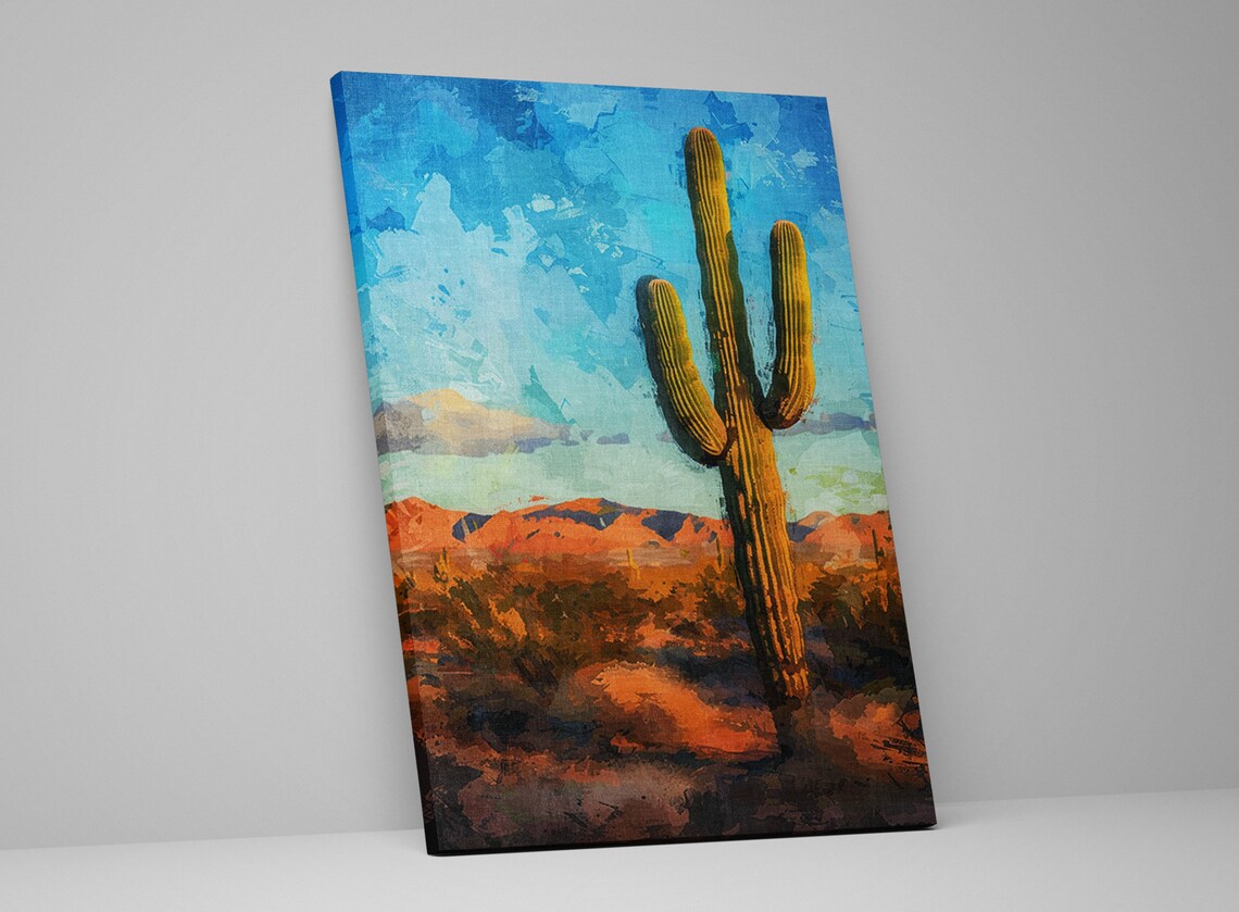 Solitude Sentinel Saguaro Cactus Painting Print - Image 5