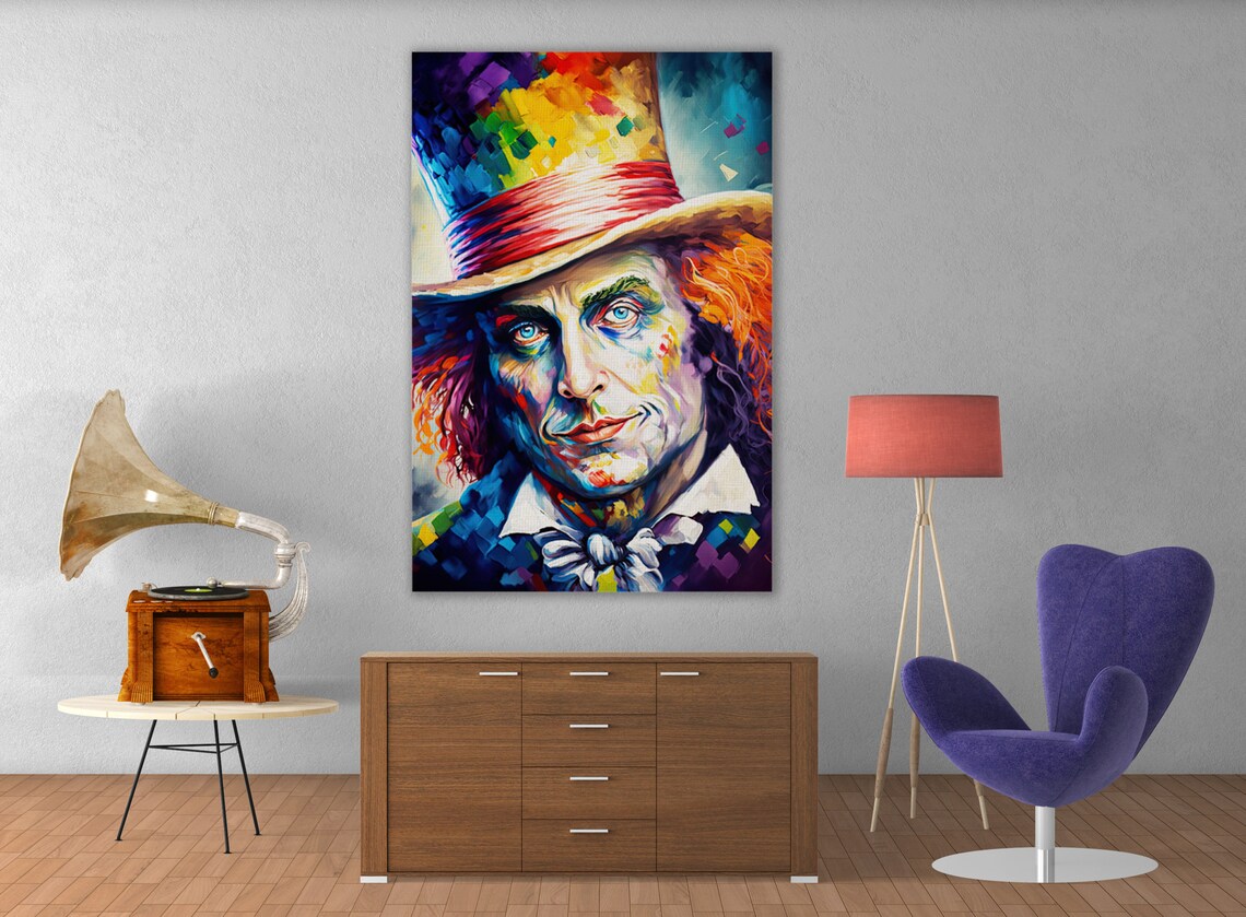 Mad Hatter Portrait Colorful Top Hat Alice in Wonderland Art Poster - Image 2